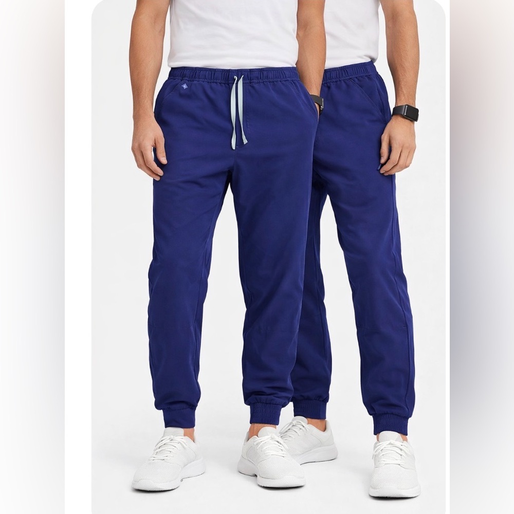Lot of 2 FIGS Mens XL Short Jogger Scrub Pants Blue Tansen Medical Uniform